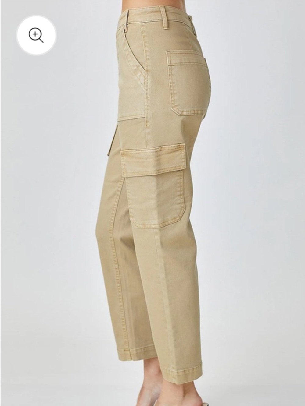 Risen High-Rise Sand Cargo Boyfriend Jeans - Picture 3 of 10